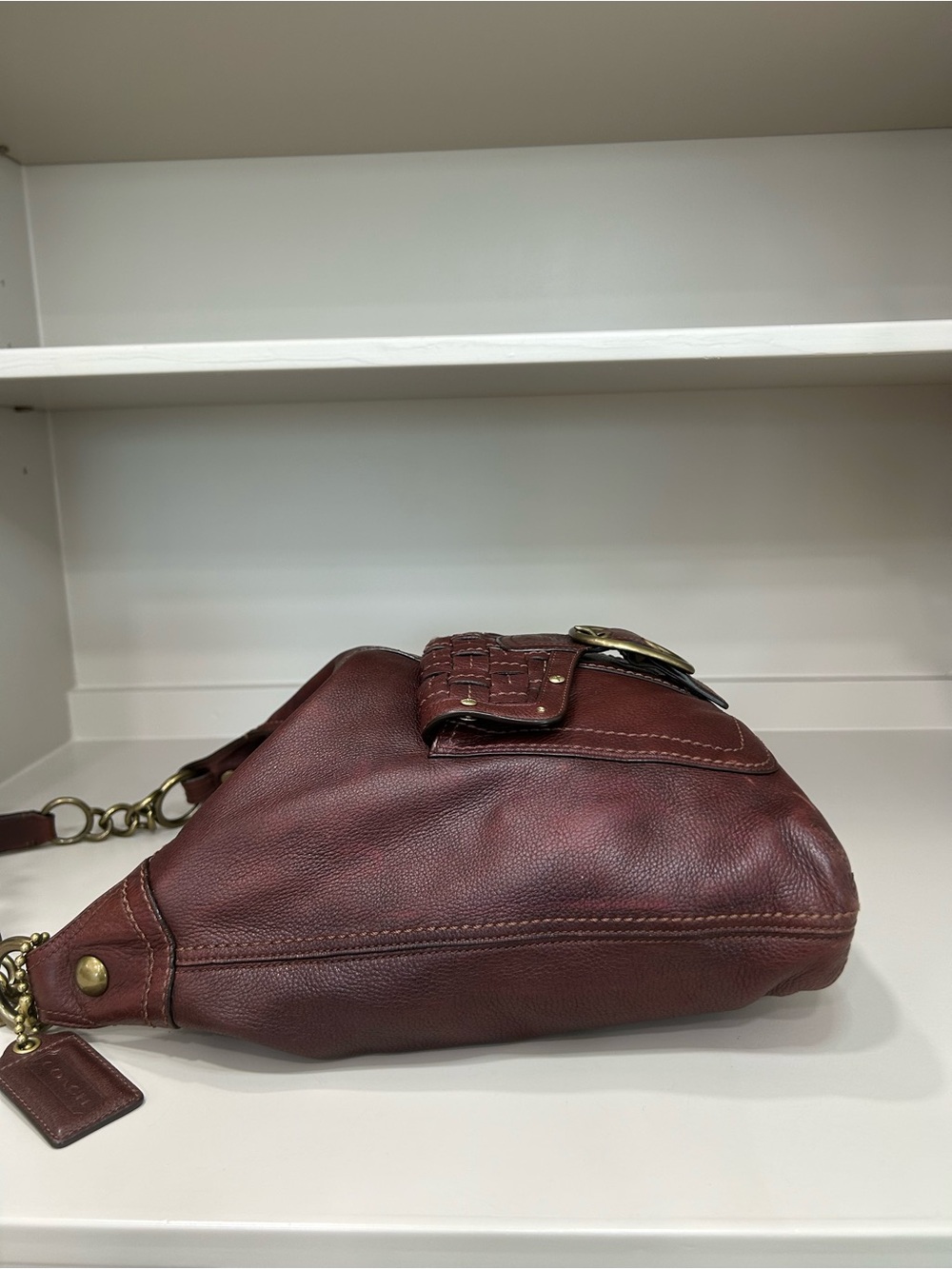 Coach Bleecker Soft Milled Cowhide Woven Pocket Hobo Tattersall Y2K Shoulder Bag - Picture 6 of 17